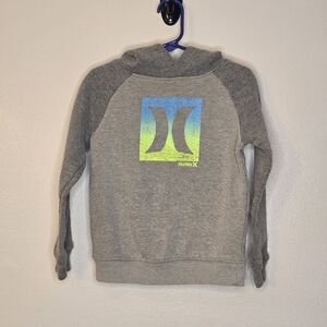 Hurley Gray Crewneck Hoodie with Blue-Green Gradient Logo